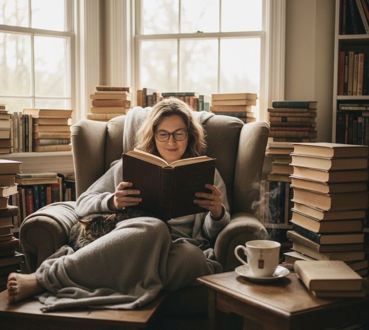 Persona leyendo un libro por la mañana